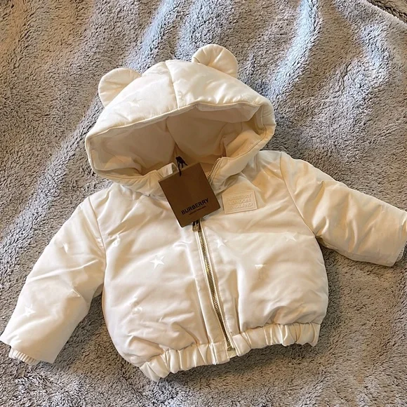 Burberry coat kids white on sale